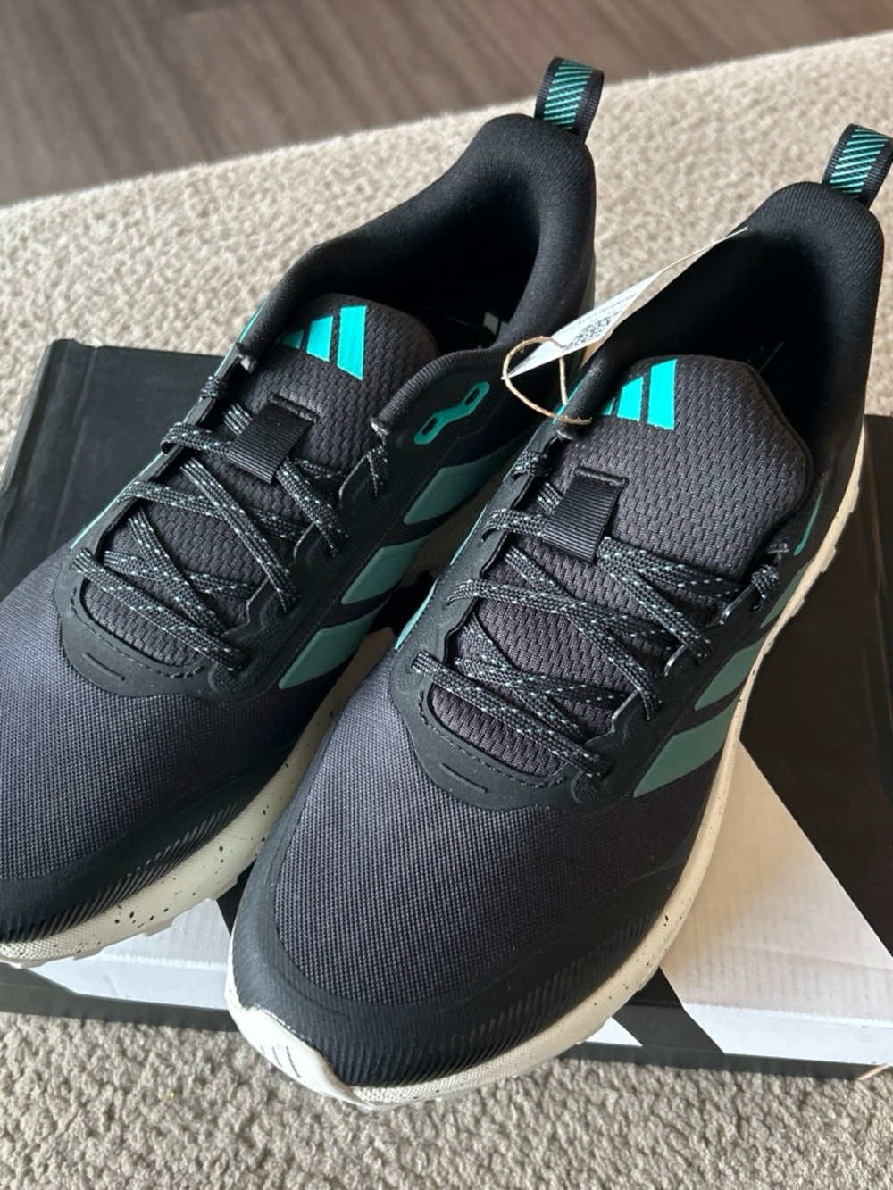 adidas Black Sneakers with Teal Accents